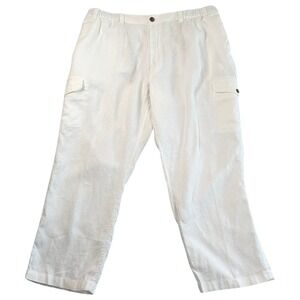 Caribbean Mens Linen Pants 44x30 White Lightweight Beach Resort Wedding Relaxed